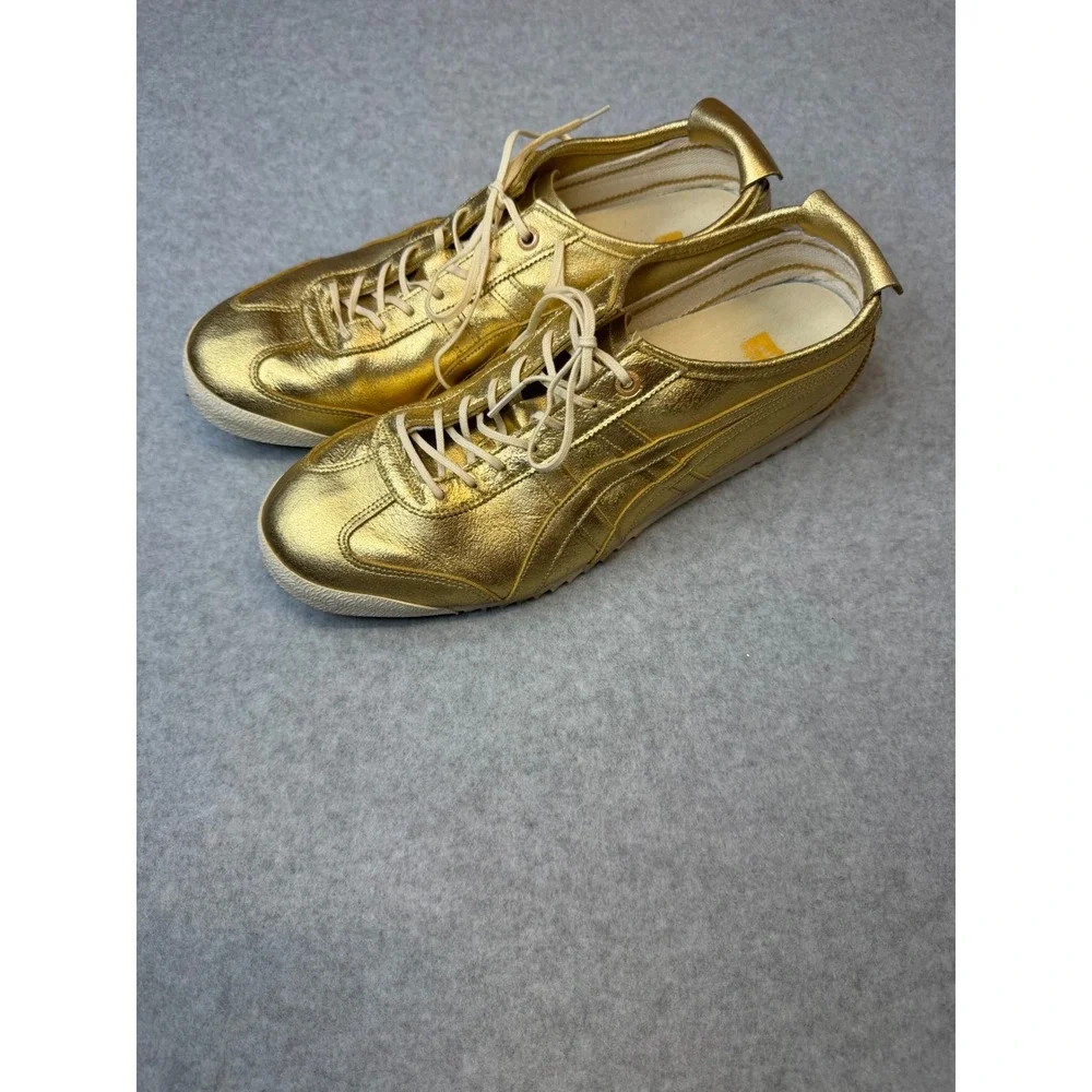 Onitsuka Tiger Mexico 66 Metallic Gold Low Top Sneakers Mens